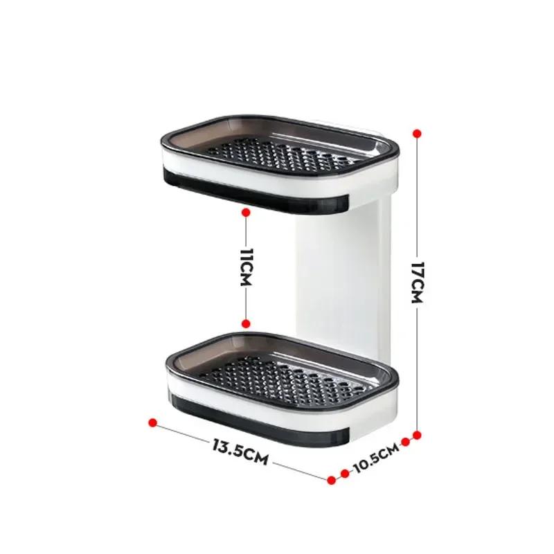 Sapună cu două straturi montate pe perete Sertar fără perforare Suport de scurgere Cutie de depozitare pentru burete de bucătărie Organizator pentru baie Raft