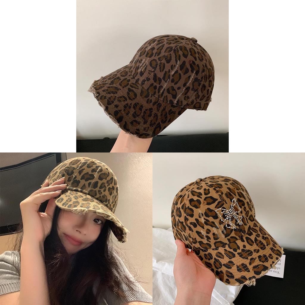 American Retro Leopard Print Embroidered Baseball Cap With Curved Brim For Women Sunshade