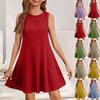 Girl Summer Dress Sleeveless Printed Color Casual Dress