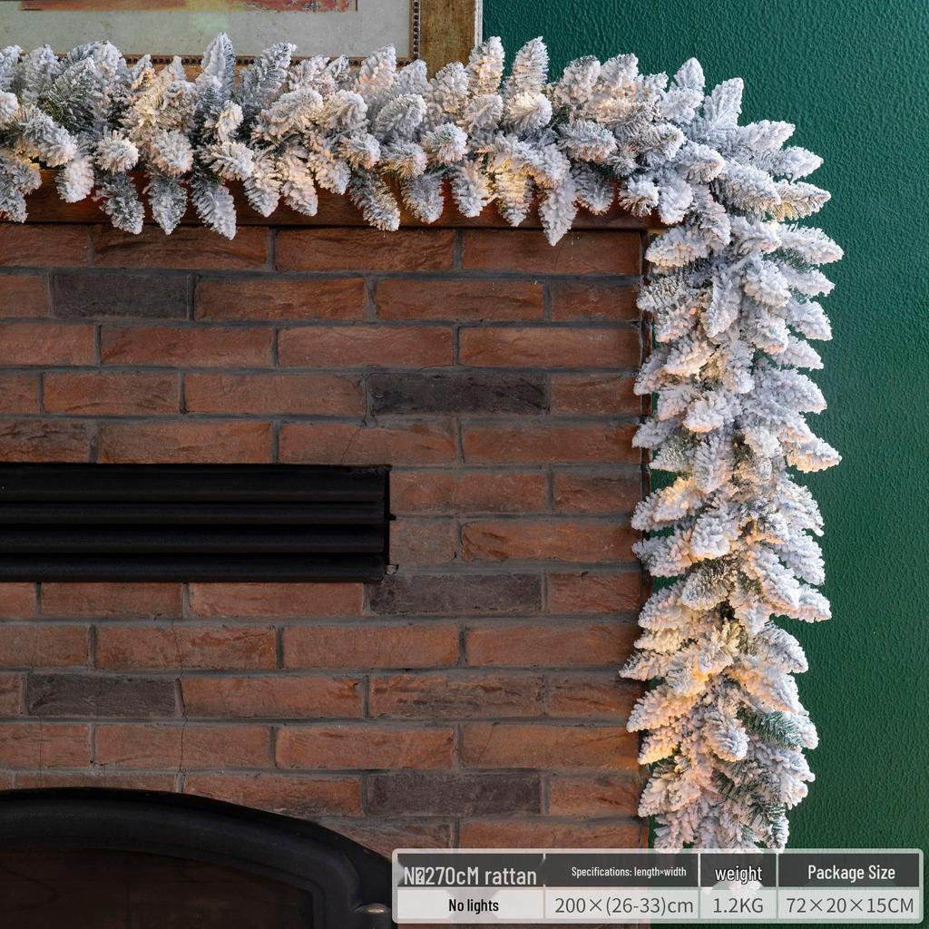 Christmas Glimmer: Garland Set for Tree, Window, and Fireplace with Flocked Leaf Ornaments