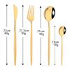6People Luxury Gold Dinnerware Set Stainless Steel Tableware Set Knife Fork Spoon Flatware Cutlery Set Silverware Bright Light