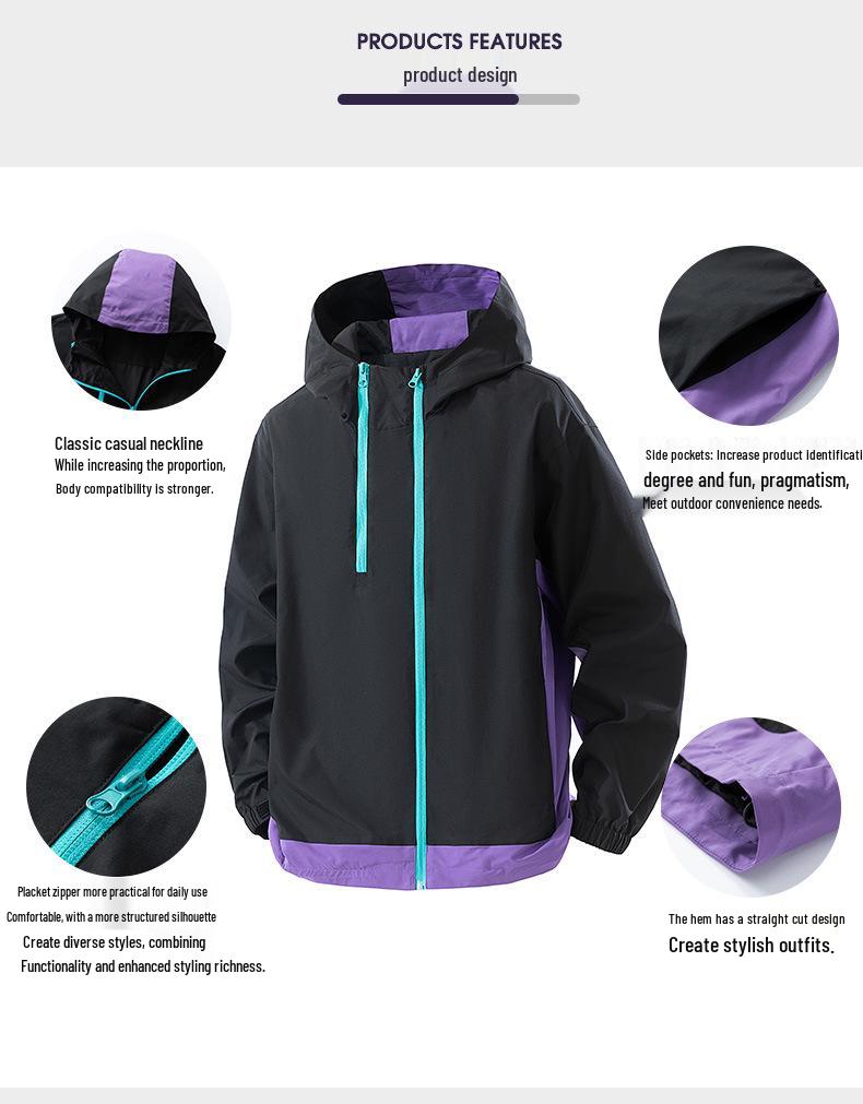 Men's 2025 Autumn Color Block Windbreaker Jacket – Sporty Outdoor Wear, Convertible Design