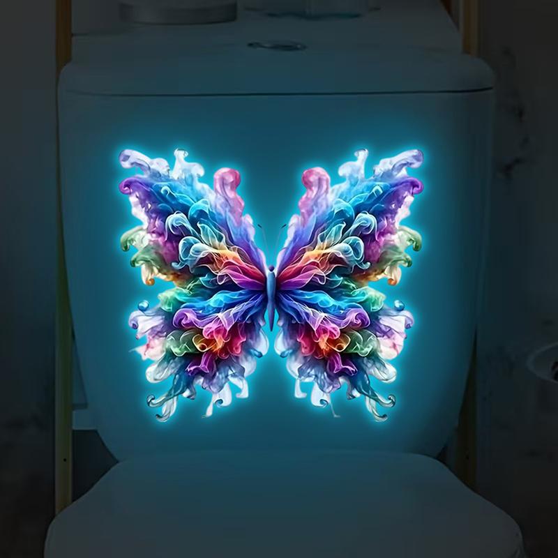 Luminous Colorful Butterfly Wall Sticker, Glow-In-The-Dark Toilet Sticker, Self-Adhesive And Waterproof, A Great Home Decor