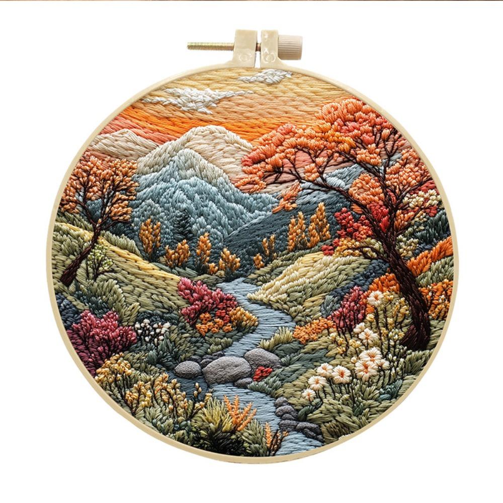 Mountain and Moon Landscape Embroidery Kit Handmade Gift Home Decoration Cross Stitch with Scenery Pattern Sewing accessories