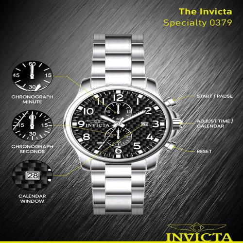 Invicta Specialty Collection 0379 Men's Watch, Officially Imported, Silver