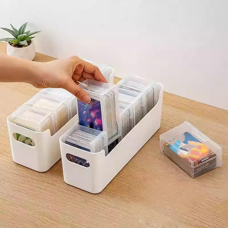 Card storage box, with 5 small boxes and 1 long box, desktop card organization box, durable storage box