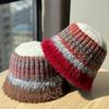 New Dopamine Color Matching Basin Hat for Women In Autumn and Winter Warm Ear Protection Fisherman Hat Plush Hat Wool Bucket Hat Woven Trendy