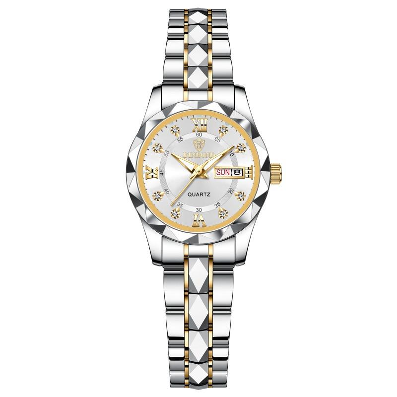 Herrenuhr Wasserdicht Leuchtende Uhr Rhombus Spitze Glas Doppelkalender Trend Freizeit Uhr Herren
