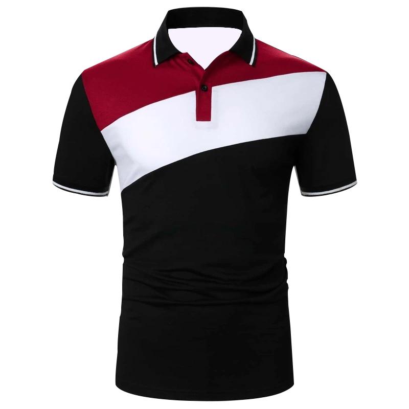 Men s Color Block Short Sleeve Polo Shirts Contrast Lapel Collar Casual Business Breathable Summer T-Shirts Multiple Colors S