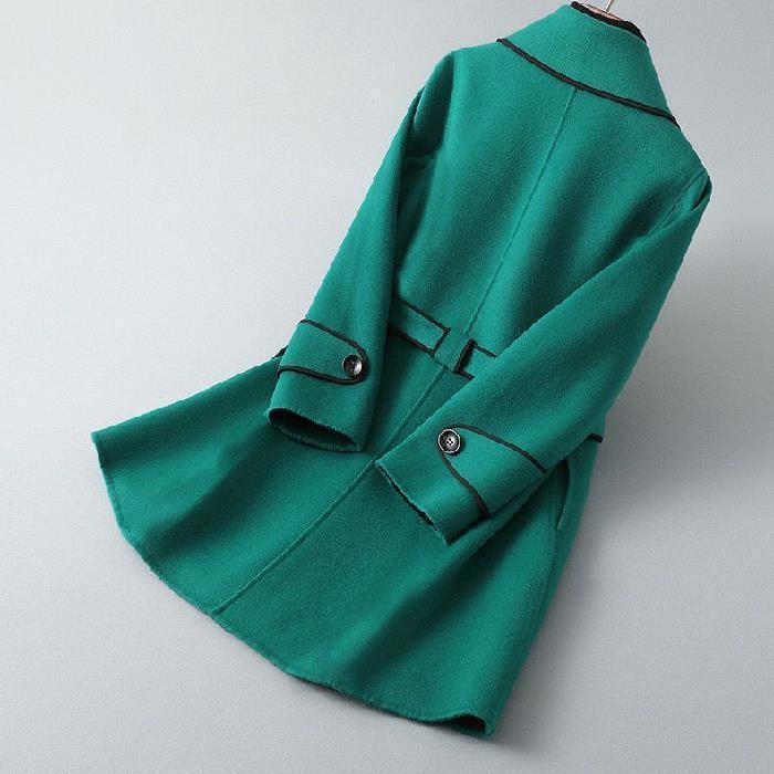 

Трендовое женское пальто миди из европейской шерсти, похожее на шерсть M зелёный