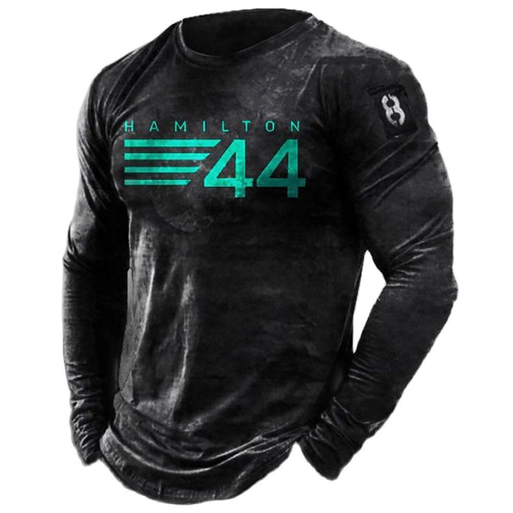Men ‘s Vintage Long Sleeve T Shirt 3D Print Spring Autumn Hip Hop Streetwear O-Neck T Shirts Loose Tops Tees Men Clothing