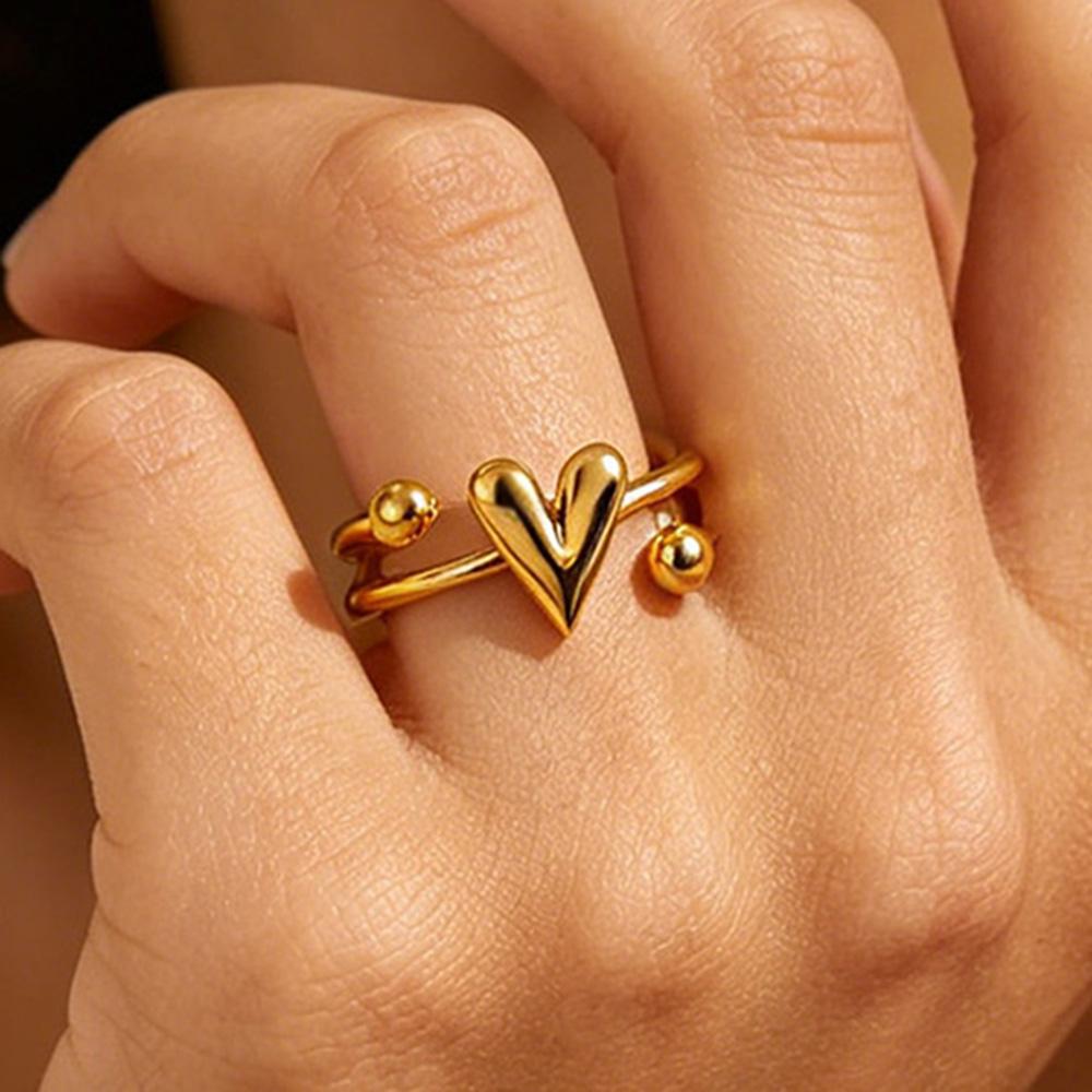 Anello Acciaio Inossidabile Cane Bassotto Carino Cuore 3D Anelli Dita Doppio Strato Per Donne Unisex Gioielli Bel Regalo Decompressione