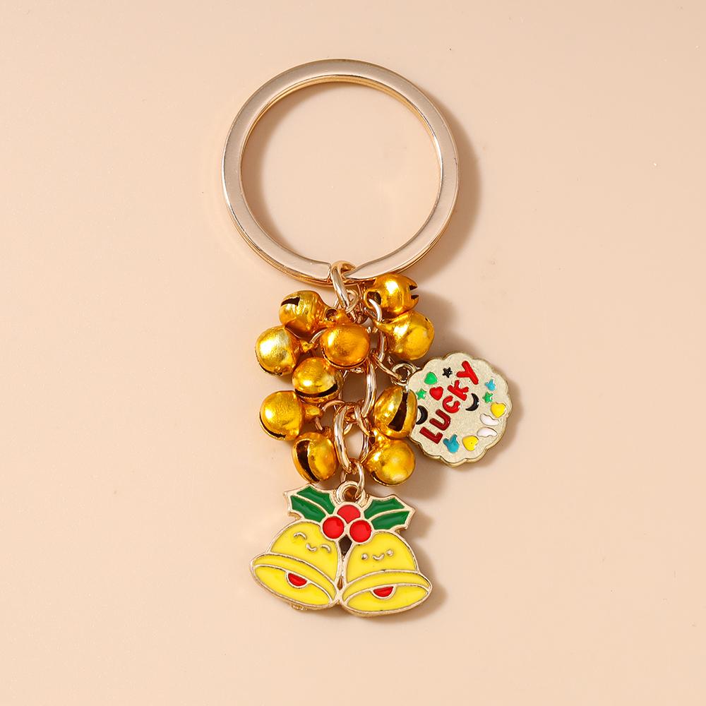 Fashion Christmas Keychain Jingling Bell Key Ring for Women Girls Handbag Pendants DIY X'mas Key Chain New Year Gifts