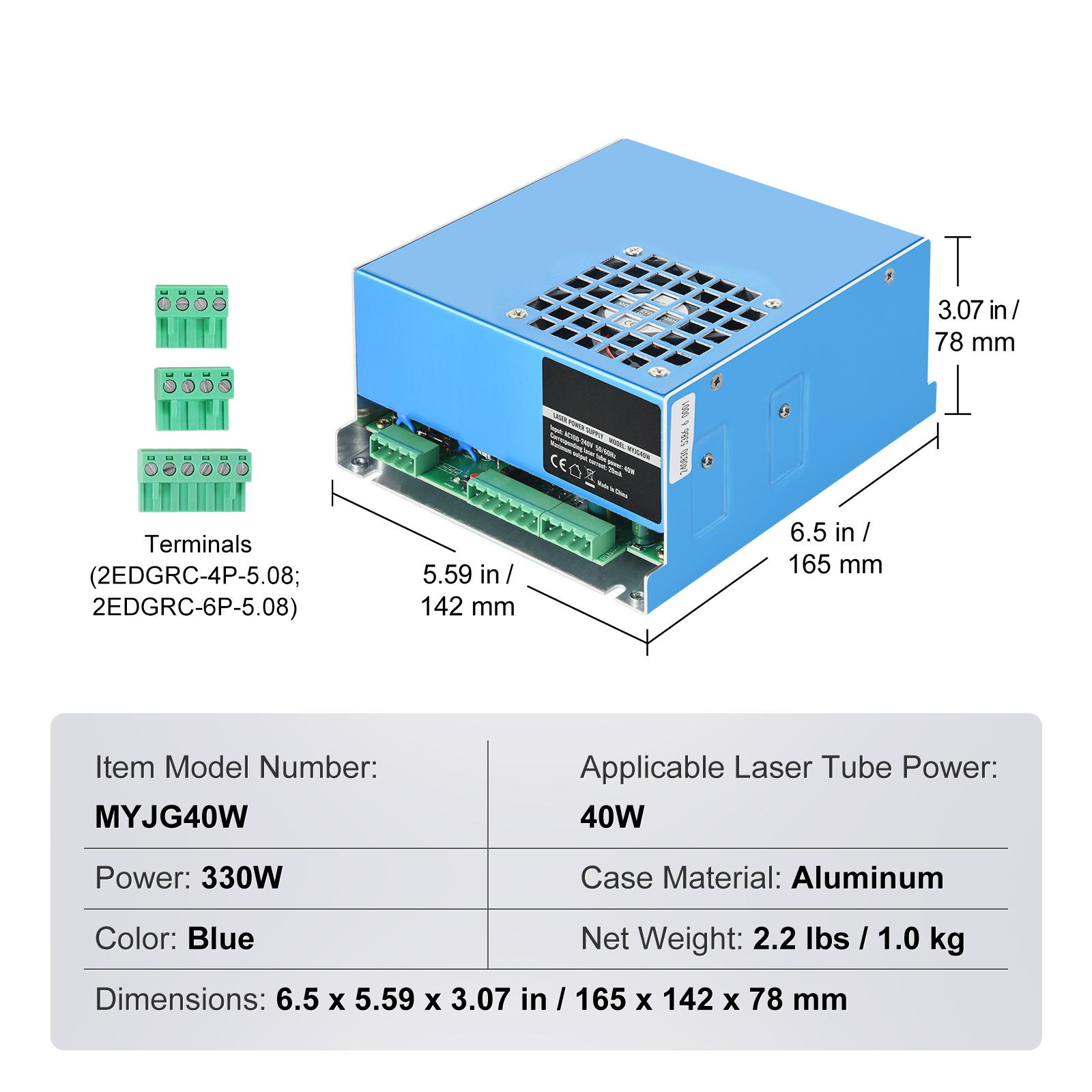 

Блок питания для CO2 лазера SucceBuy для лазерной трубки 40 Вт/60 Вт/80 Вт/100 Вт/150 Вт, совместимый с различными лазерными граверами, резчиками, США 110 В