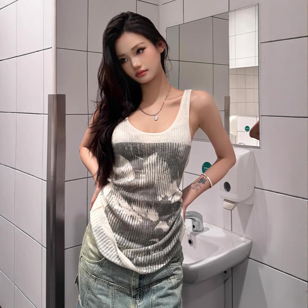 High-End White Slimming Tank Top for Women - Summer Sleeveless T-Shirt