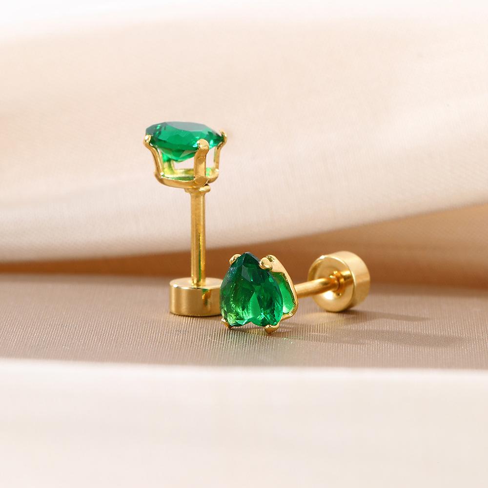 Simple Color Love Zircon Dopamine Stud Earrings, Light Luxury Design Sense Spiral Fashion Earrings Women