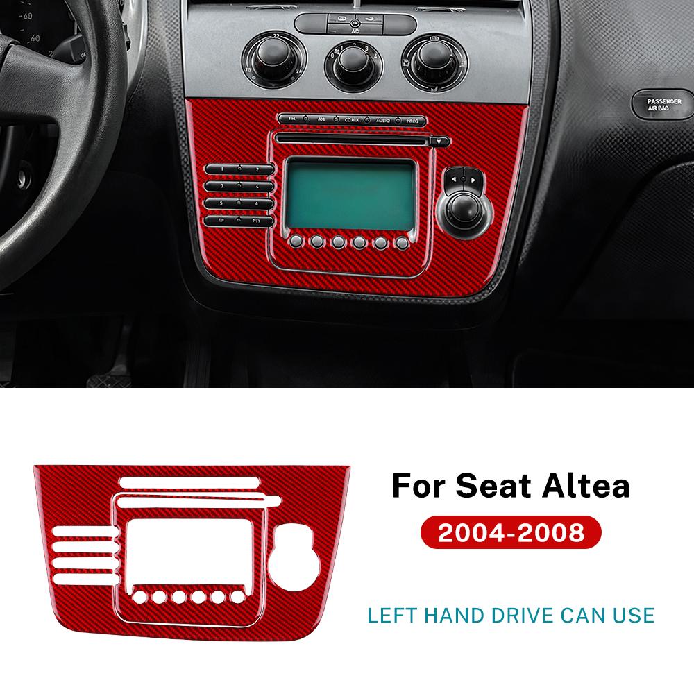 For Seat Altea 2004 2005 2006 2007 2008 Real Soft Carbon Fiber Sticker LHD Car Central Air CD Panel Trim Interior Accessories