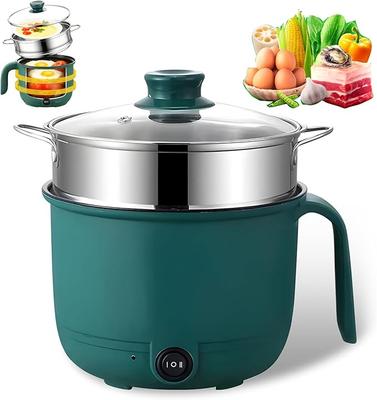 Portable 1.5L Electric Hot Pot, 600W, with Stainless Steel Steamer, for Quickly Cooking Pasta Green