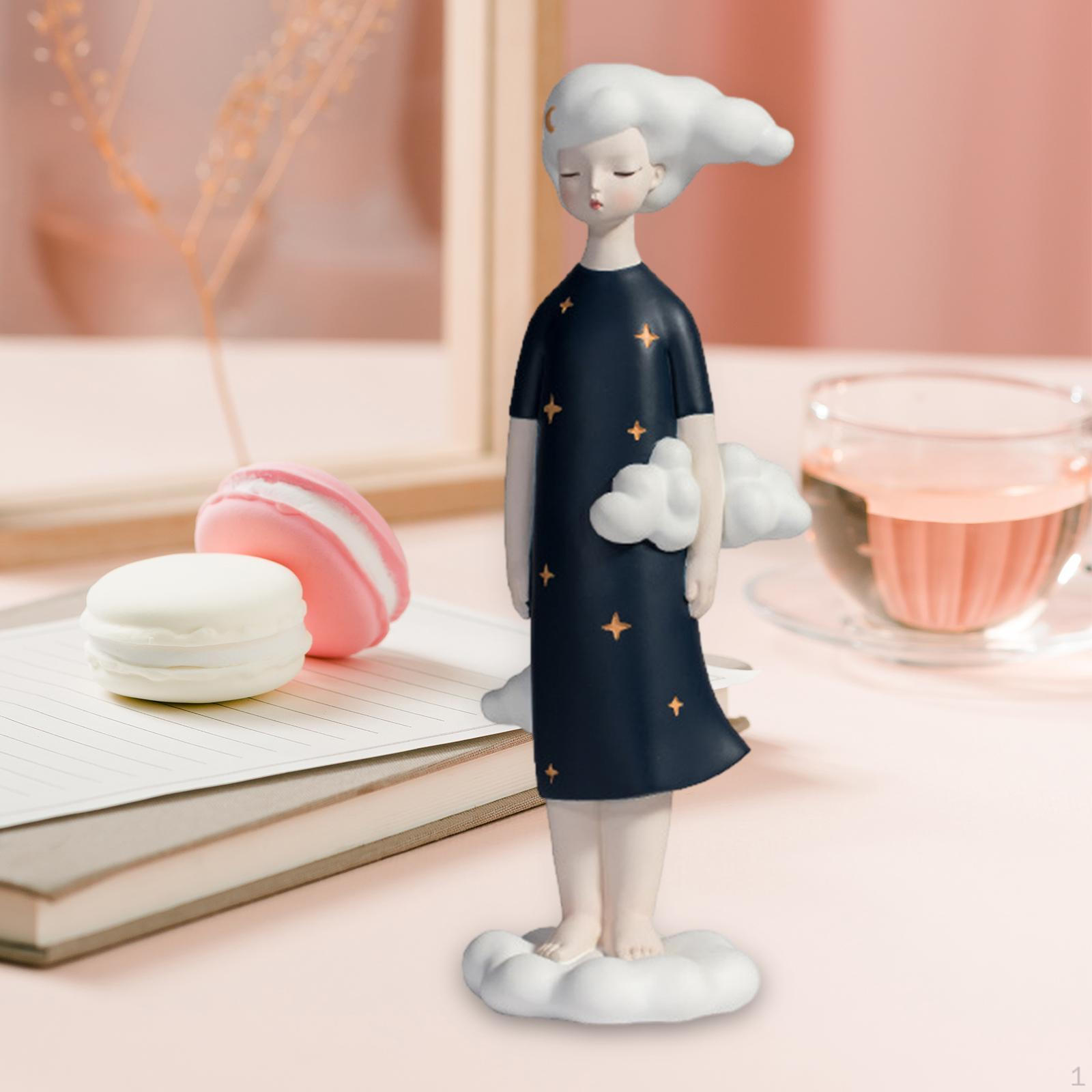 

Дівчина Смоляна Статуетка Фігурка Хмара Орнамент Сувенірний Подарунок, Колекція Мистецтва Колекційна Скульптура Стіл Blue 10x10x32cm