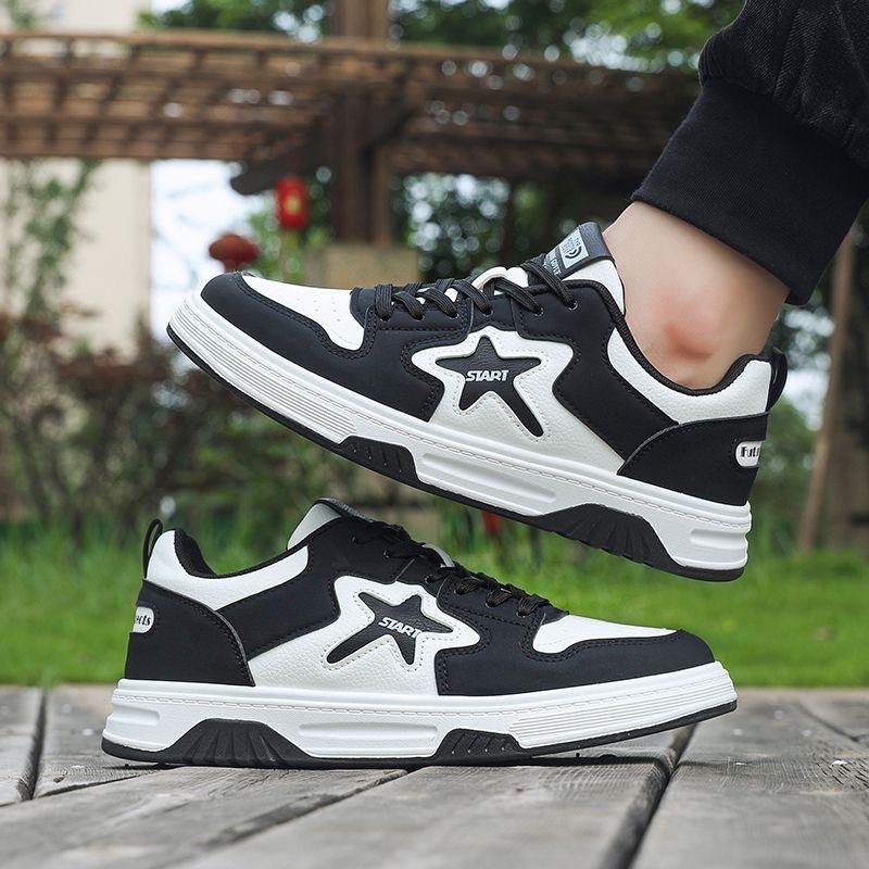 Men's Shoes Spring Casual Board Shoes Leather Surface Versatile Trend Sports Shoes Youth Fashion Student Shoes Soft Sole White Shoes