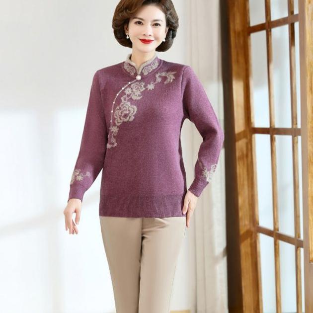 Herbst Winter Damen Nerzfleece Pullover Locker Übergröße Pullover Bestickt Pullover Fleece Verdickt Beflockt Strickoberteile