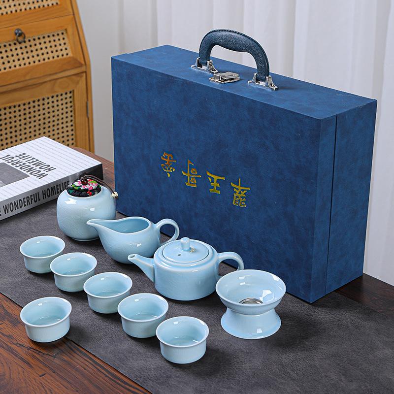 Ge Kiln Kung Fu Tea Set Ice Crack Glaze Ru Kiln Opening Teapot Home Business Opening Ceremony