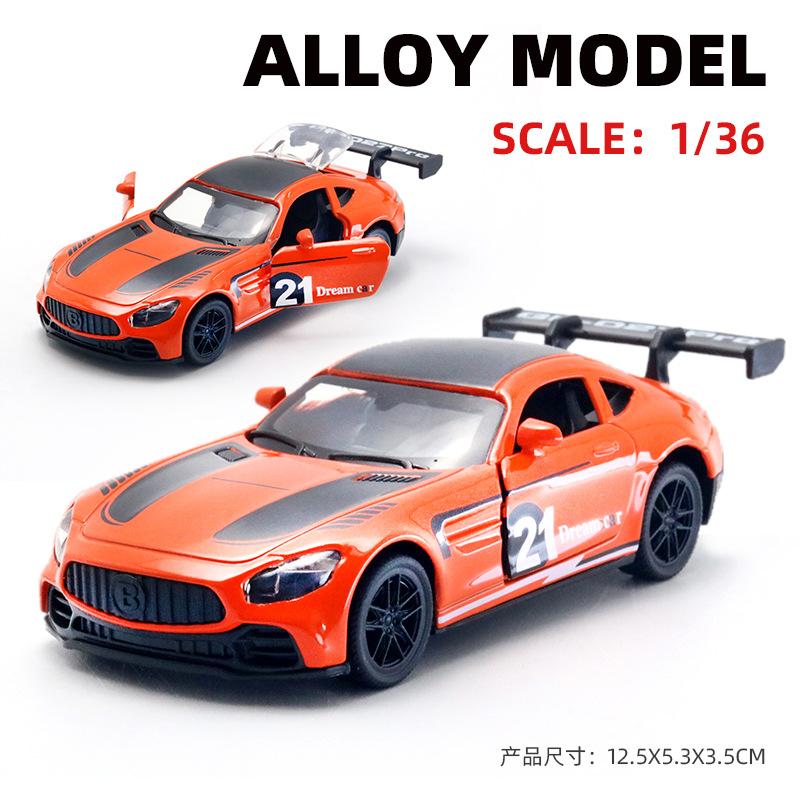 AAZN1 [Boxed] 1:36 Alloy Racing Model Boy Three Doors Pull Back Graffiti Car Gift Wholesale Cross-border