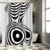 Abstract Black and White Body Art Waterproof Shower Curtain Heat Resistant Machine Washable Non-Transparent 180x180cm