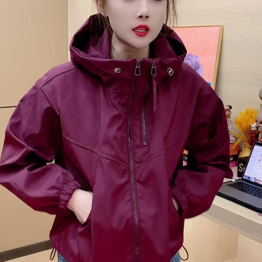 Spring Jacket Jacket Women's Fashion Zipper Loose Casual Hooded Short All-match Jacket Top