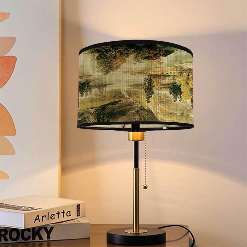 Chinese Retro Style Handmade Bamboo Lamp Shade  Flower Print Lampshade Home Decor Chandelier E27 Lampshade Crafts