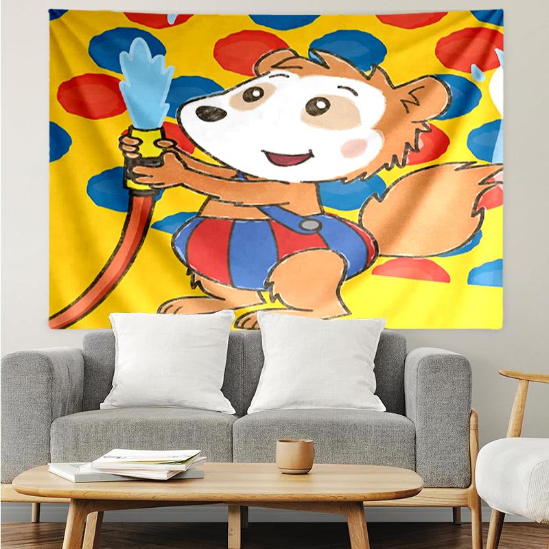 Bobo Print Tapestry, Backdrop, Easy Setup, Ideal for Bedroom, Office & Living Room, with Aesthetic Wall Hanging Decor.