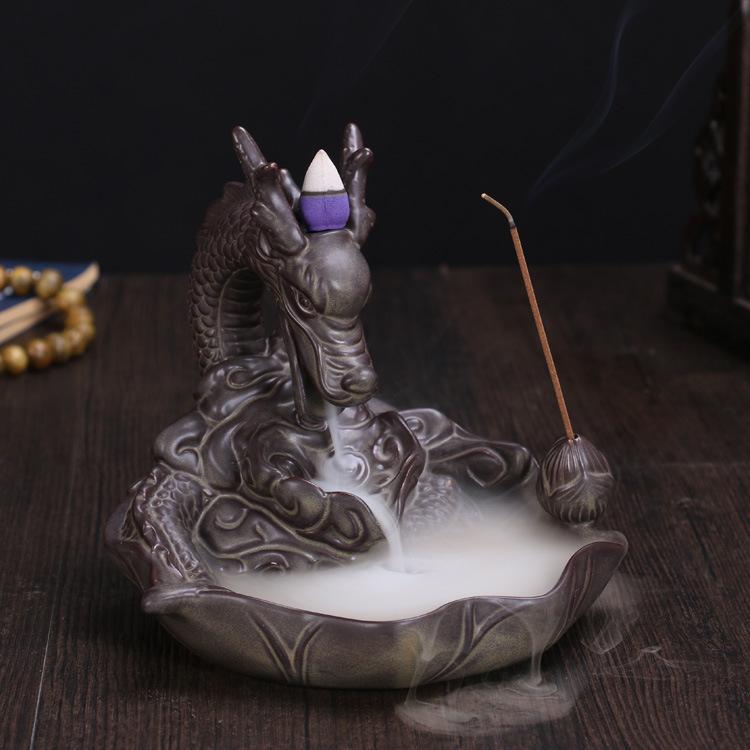 Drachen Rückfluss Räuchergefäß Große Größe Sandelholz Räucherstäbchen Halter Keramik Heimdeko Ornamente