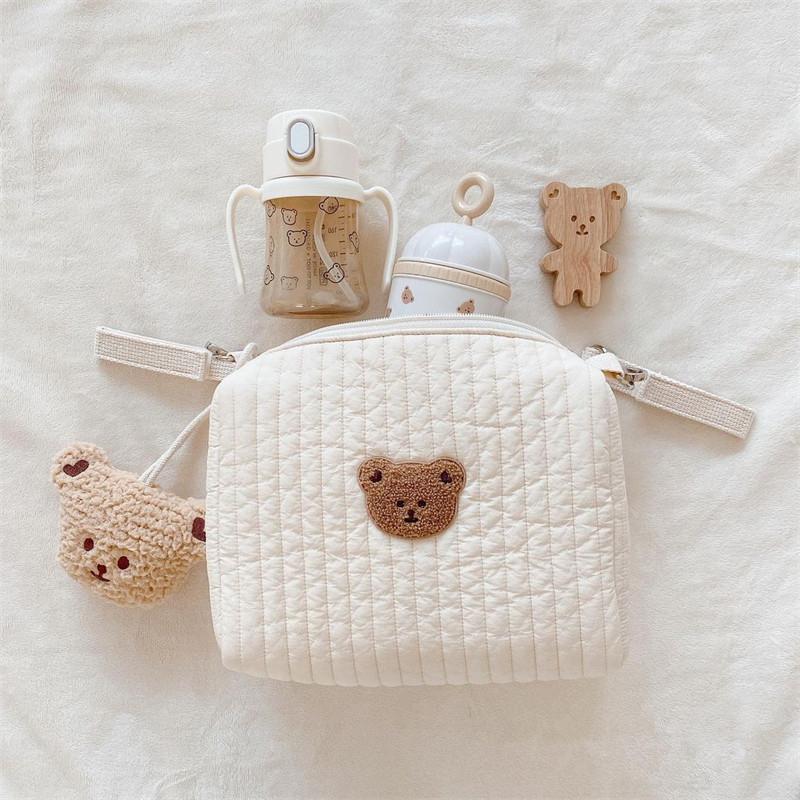 Cotton Portable Storage Bag Zipper Embroidery Diaper Bag Reusable Nappy Sanitary Pads Organizer Stroller Bags Cosmetics Handbag