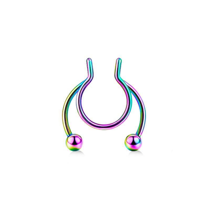 Women Fake Piercing Nose Ring Hoop Septum Piercing Nose Clip Rock HipHoop Stainless Steel Magnet Fashion Body Jewelry