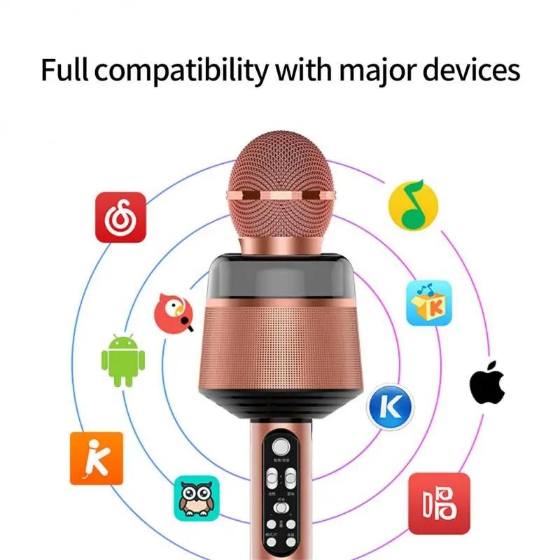 Professional Wireless Bluetooth Karaoke Microphone Colorful Lighting Singing Recorder Music Player For Ktv Birthday Party