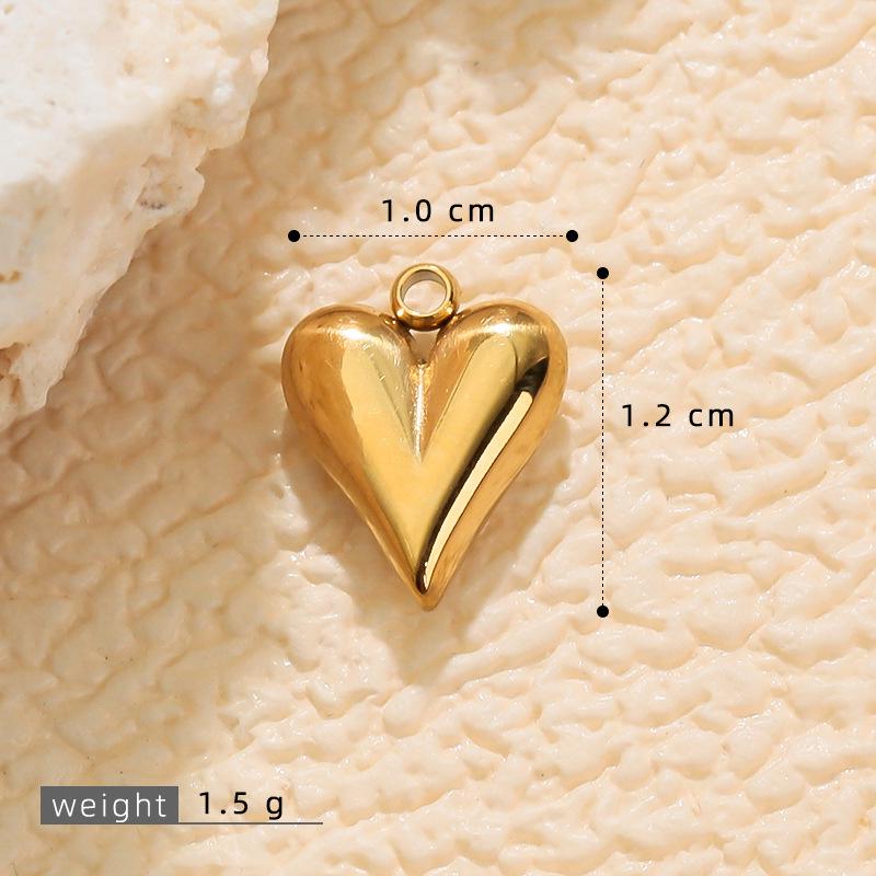 Doppelseitiger 3D-Herz-Halskettenanhänger, Edelstahl Pfirsichherz Schmuckzubehör