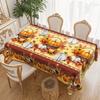 Autumn Harvest Maple Leaf And Pumpkin Tablecloth - Polyester Fabric, Round Thanksgiving Sunflower Design For Dining Tables