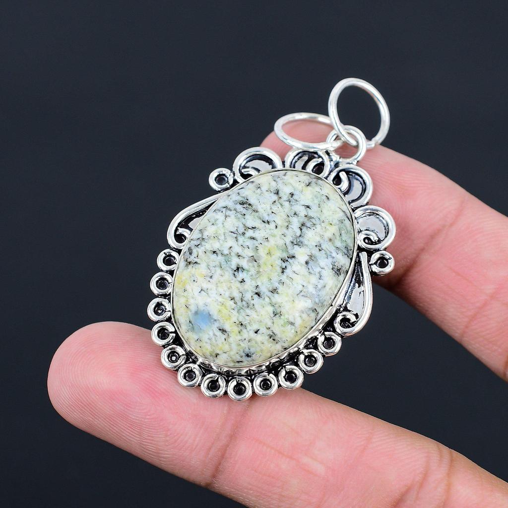 Naturlig K2 Jaspis Ädelstenshänge 925 Sterlingsilver Indiska Smycken För Flickor