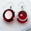 Vintage Dangel Earrings 32 Ct Red Ruby 925 Sterling Silver Certified Lab Created