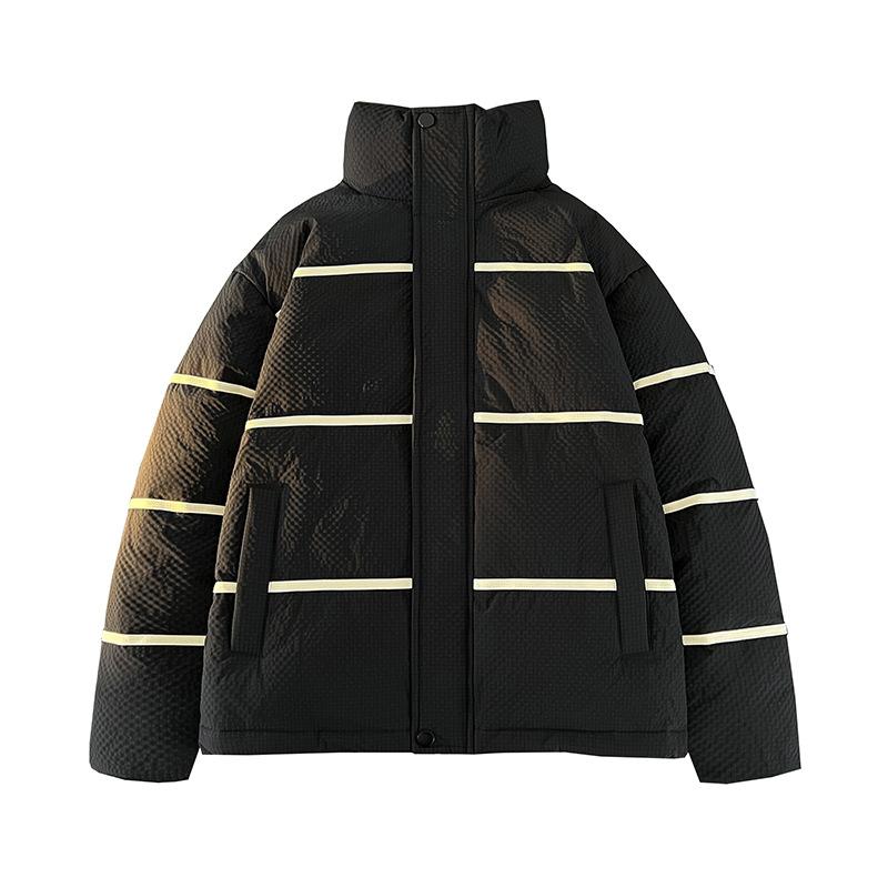 Fashion trendy striped versatile 90 white duck down down jacket for men and women, casual warm jacket