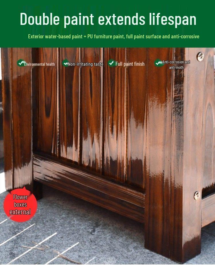 Carbonized Wood Flower Trough: Outdoor Anti-Corrosion Garden Planter Box for Balconies and Roads