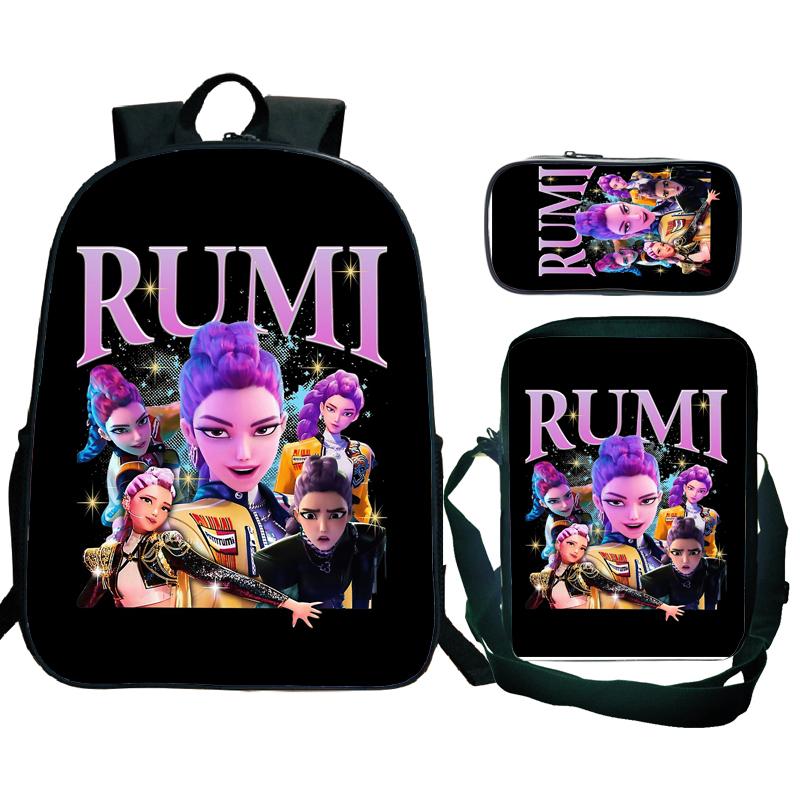 3tlg KPop Dämonenjäger Rucksäcke Huntrix Mädchen Kinder Studenten Schultaschen Zoey Rumi Mira Saja Jungen Kinder Schultaschen Unisex Mochila