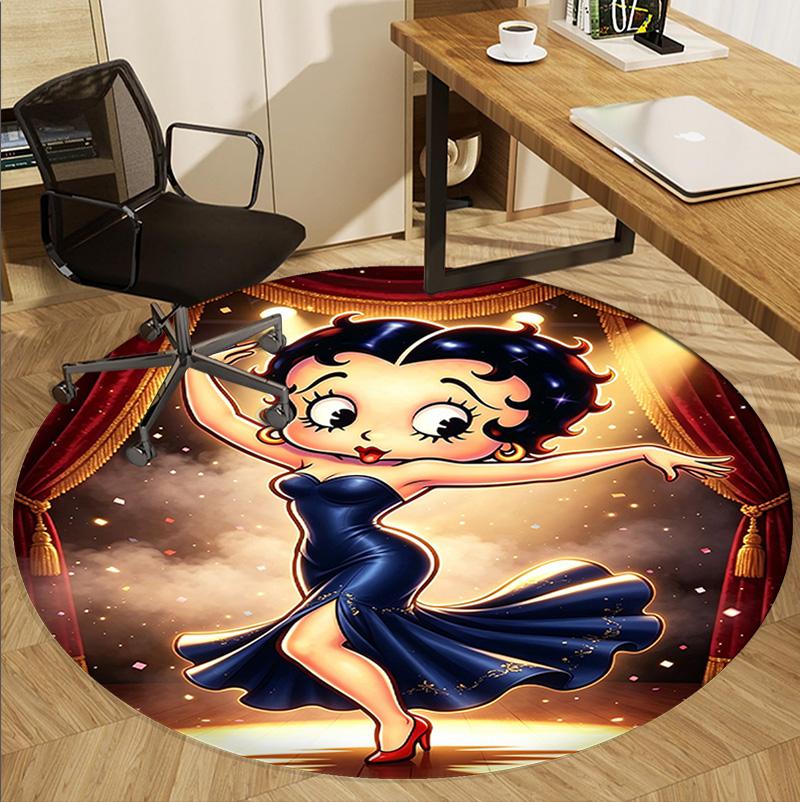 Betty Boop Pattern Round Rug, Indoor/Outdoor Mat, for Picnic, Gameroom, Bedroom, Office, Living Room, Home Decor Carpet, Birthday Gift