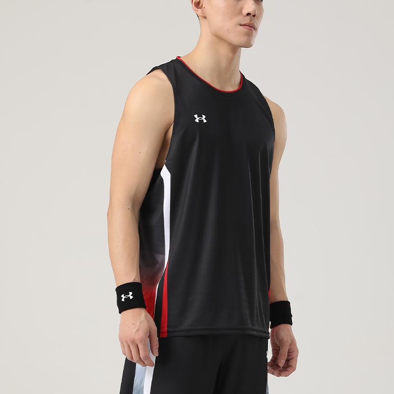 Under Armour Quick-Drying Breathable Pullover Versatile Basketball Vest Men Tops Black Red 25500134-006
