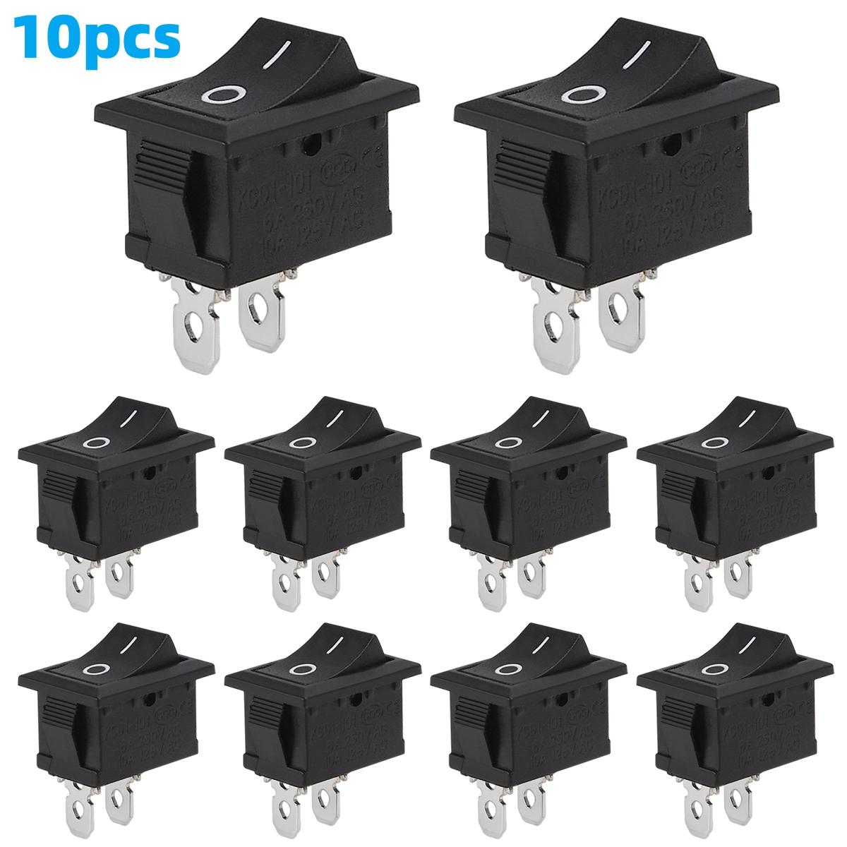 

10pcs Snap-in Boat Rocker Switch Toggle Power SPST ON-OFF 2 Pin AC 250V 6A 125V 10A 2 Pin Position Snap Switch for Car Auto Boat
