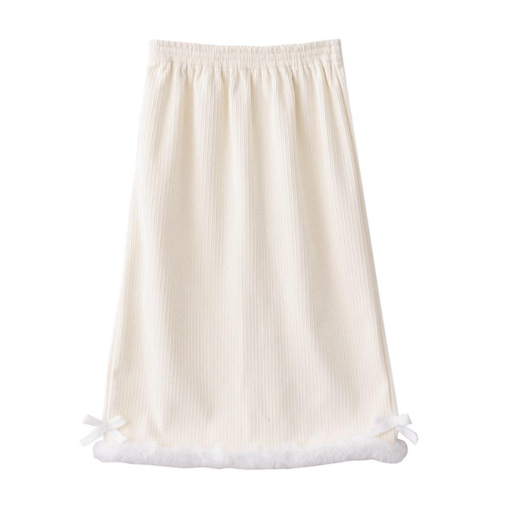 

Плюшевая юбка Sweety Женская юбка до середины бедра с высокой талией Базовая вельветовая А-силуэта Осень/Зима XL бежевый