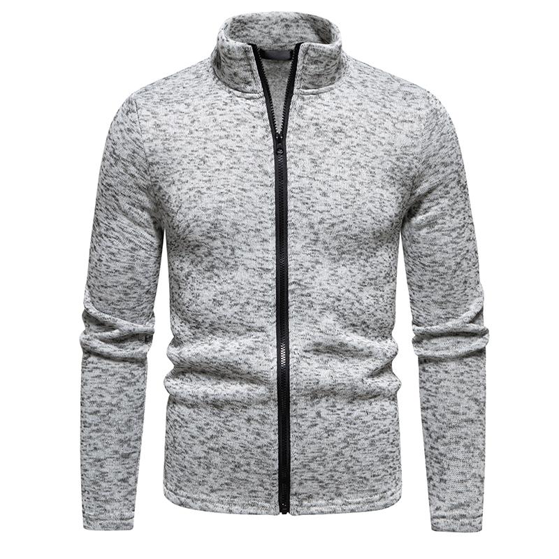Autumn Winter Men's Zipper Sweatshirt Stand Collar Lightweight Casual Warmth Sport Cardigan Comfortable Dailywear