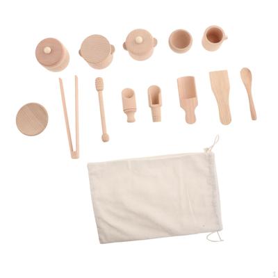 13Pcs Afternoon Tea Set Role Play Kitchen Toy Wooden Party Tableware for