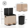 30L Dual Compartment Stainless Steel Bin, with Deodoriser Holders - Gold Tone