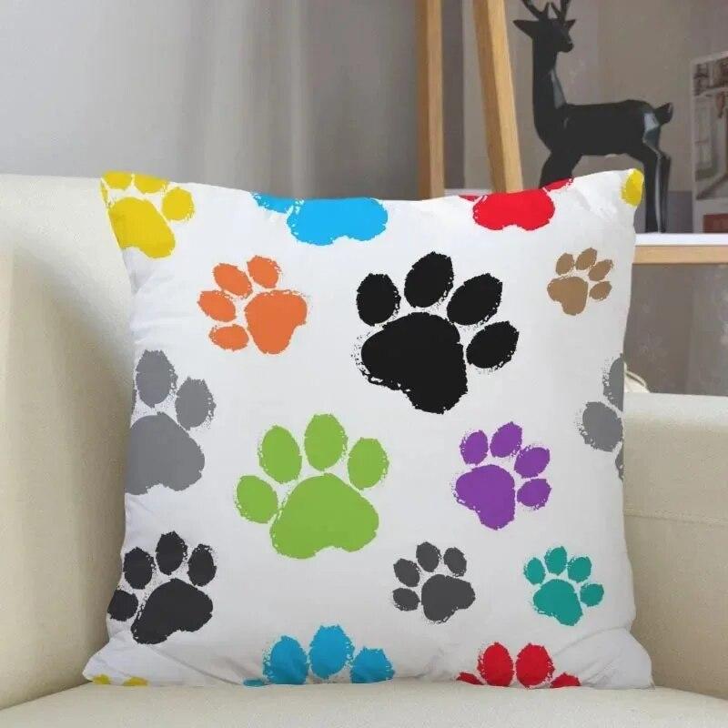 Dog paw print print pillowcase home room decoration office chair living room sofa cushion cover 45x45cm